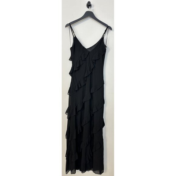 PETAL & PUP Ciao Ruffle Chiffon Gown in Black Size X-Large - Picture 8 of 14